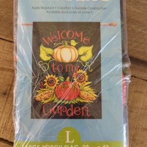 Vintage 1999 Large 28" x 40" Outdoor Porch Flag Welcome to my Garden